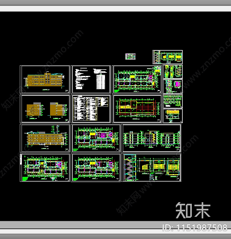 小学教学楼建筑施工图cad施工图下载【ID:1151987508】