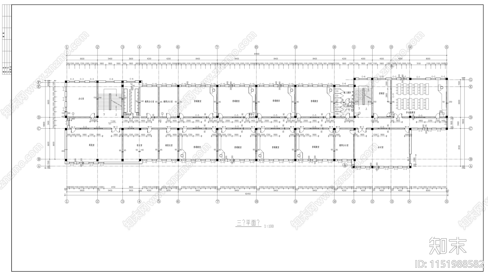 小学教学楼施工图cad施工图下载【ID:1151988582】