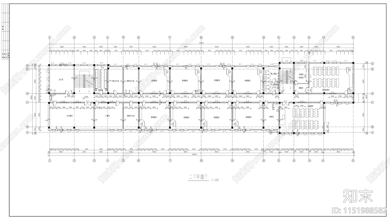 小学教学楼施工图cad施工图下载【ID:1151988582】