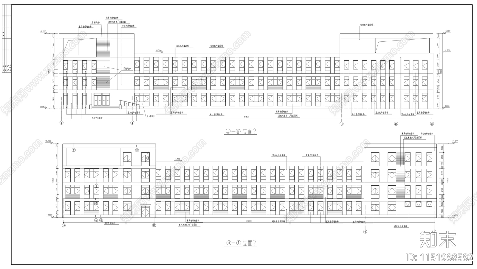 小学教学楼施工图cad施工图下载【ID:1151988582】