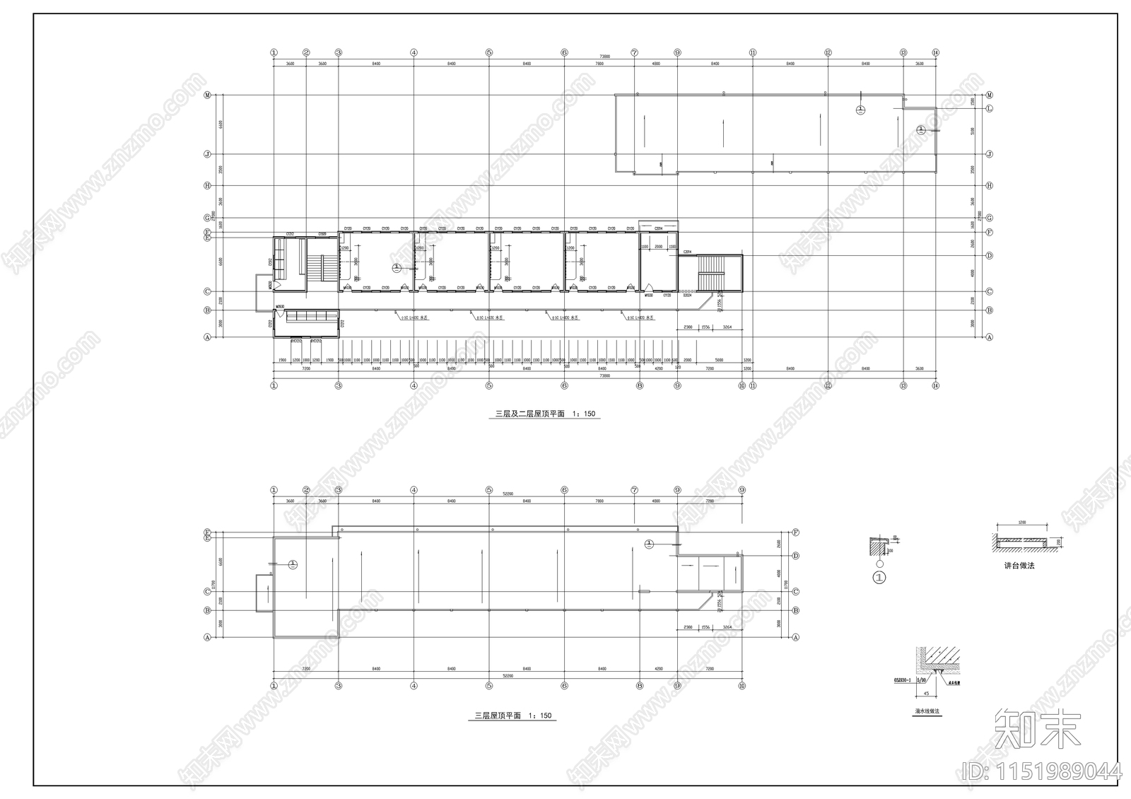 小学教学楼建筑图cad施工图下载【ID:1151989044】