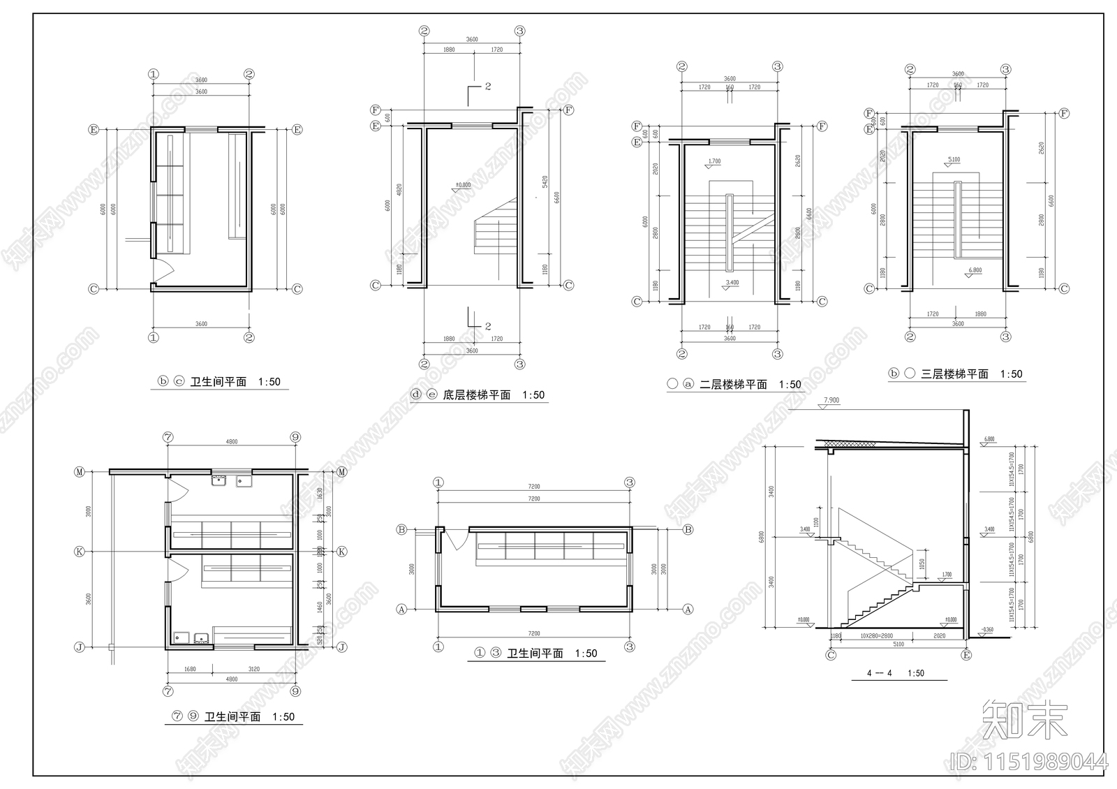 小学教学楼建筑图cad施工图下载【ID:1151989044】