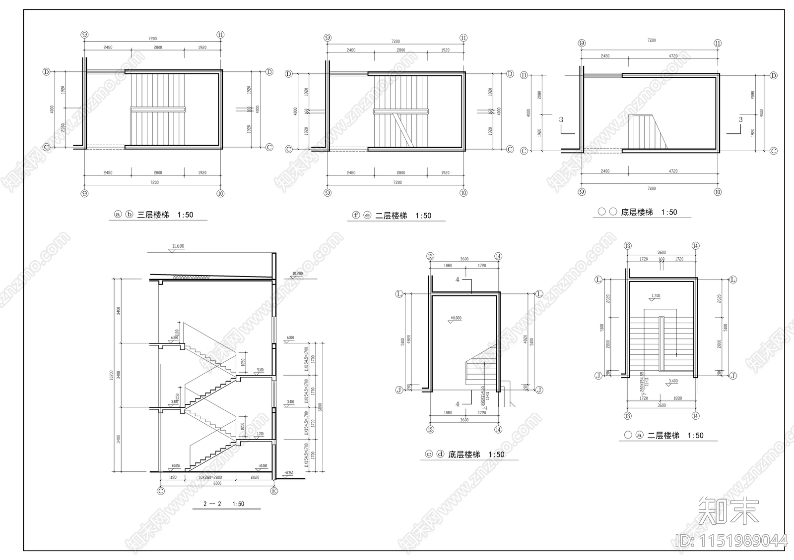 小学教学楼建筑图cad施工图下载【ID:1151989044】