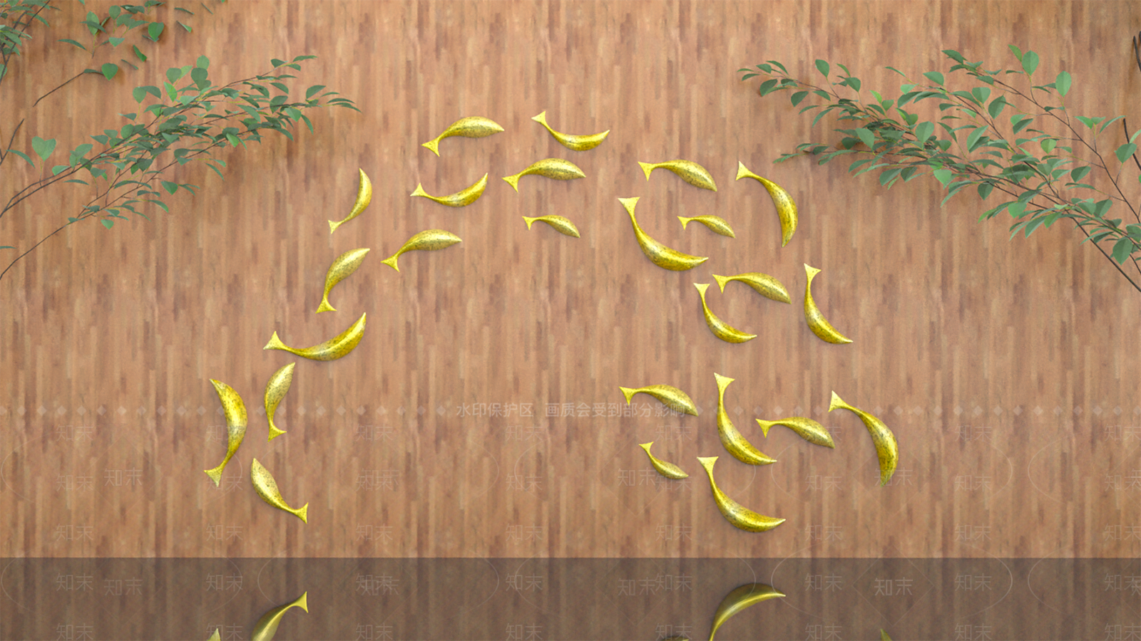 现代金属鱼雕塑小品SU模型下载【ID:1151989996】