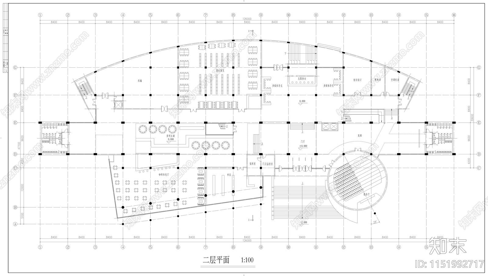 图书馆设计施工图cad施工图下载【ID:1151992717】