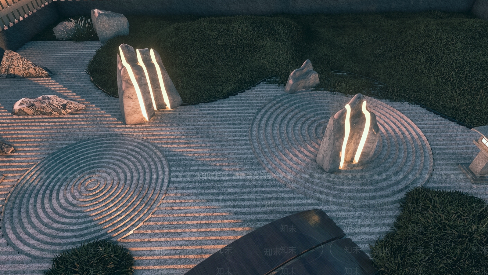 现代枯山水禅意石头灯SU模型下载【ID:1151994363】