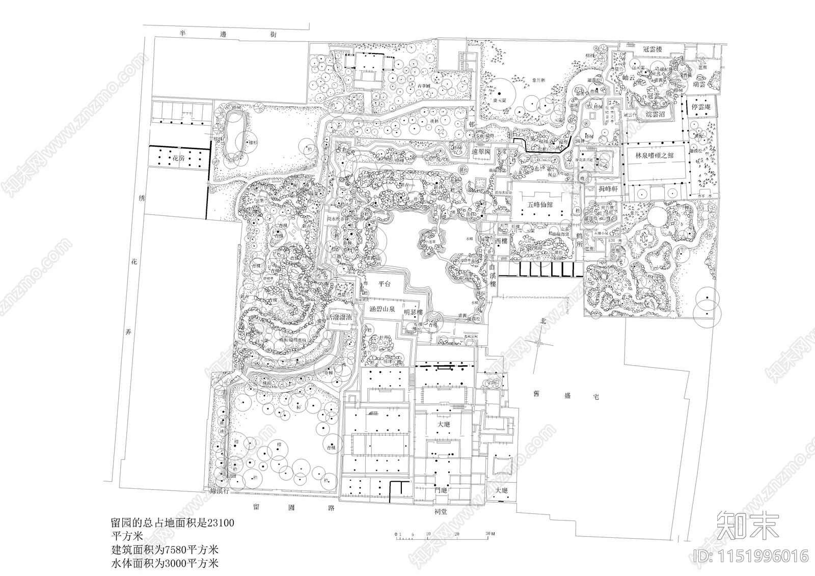 苏州古典园林平面图cad施工图下载【ID:1151996016】