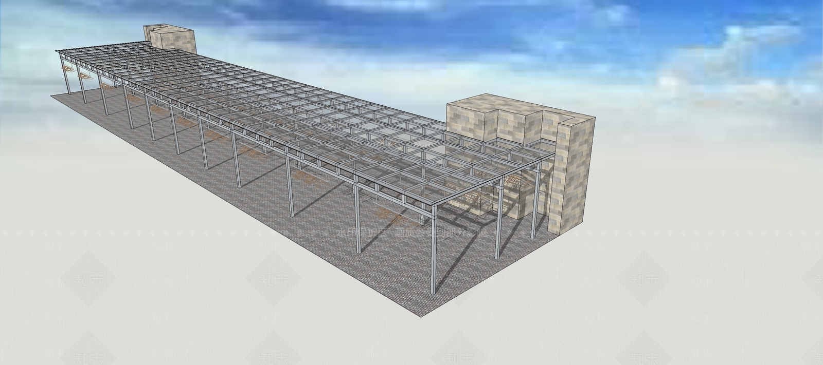 现代不锈钢遮阳棚SU模型下载【ID:1151996250】