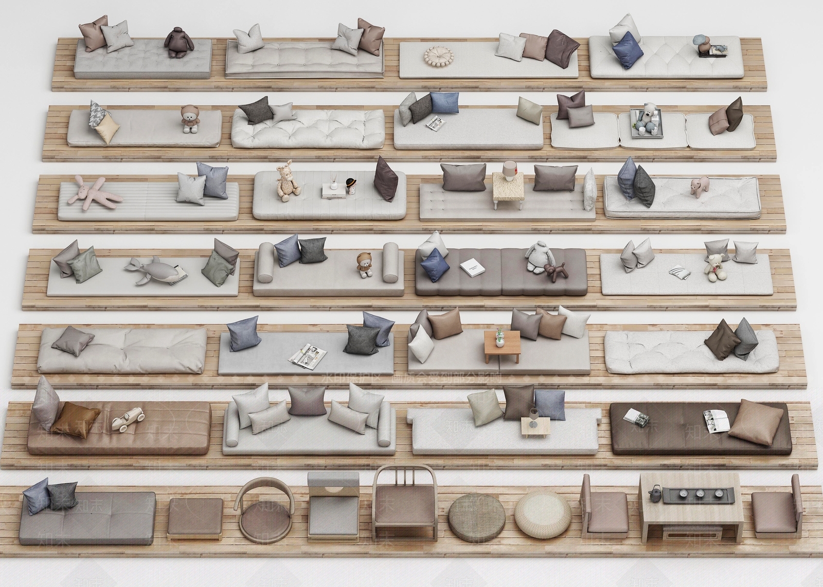 现代飘窗坐垫3D模型下载【ID:1152003998】