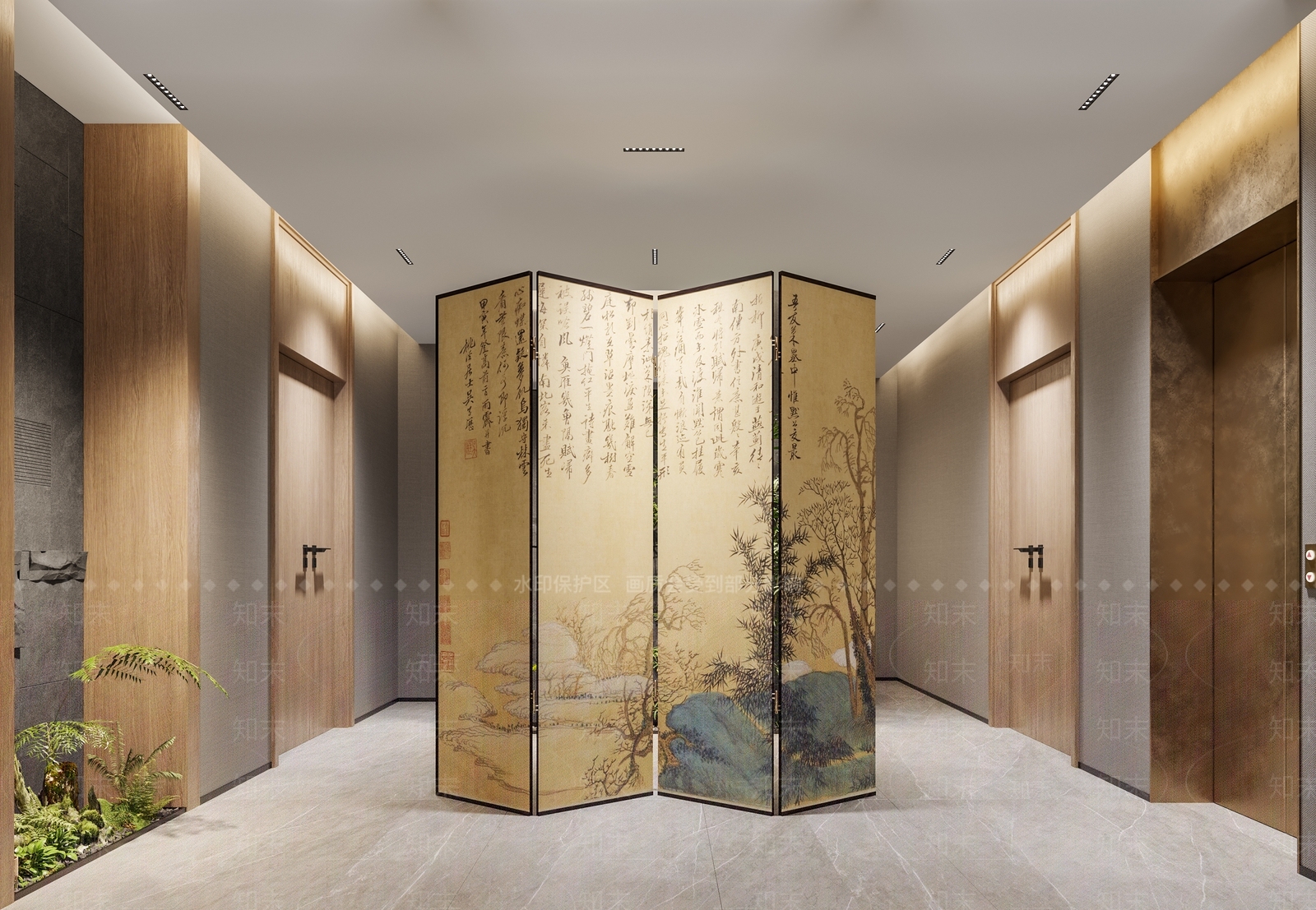 新中式办公门厅3D模型下载【ID:1152004700】