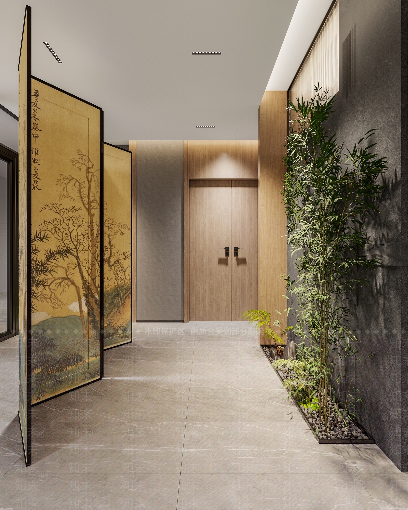 新中式办公门厅3D模型下载【ID:1152004700】