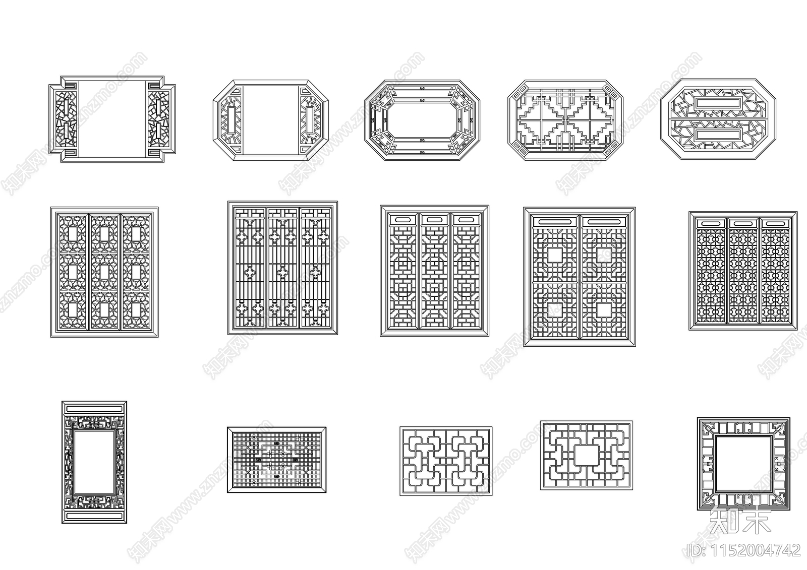 建筑常用窗素材图纸施工图下载【ID:1152004742】