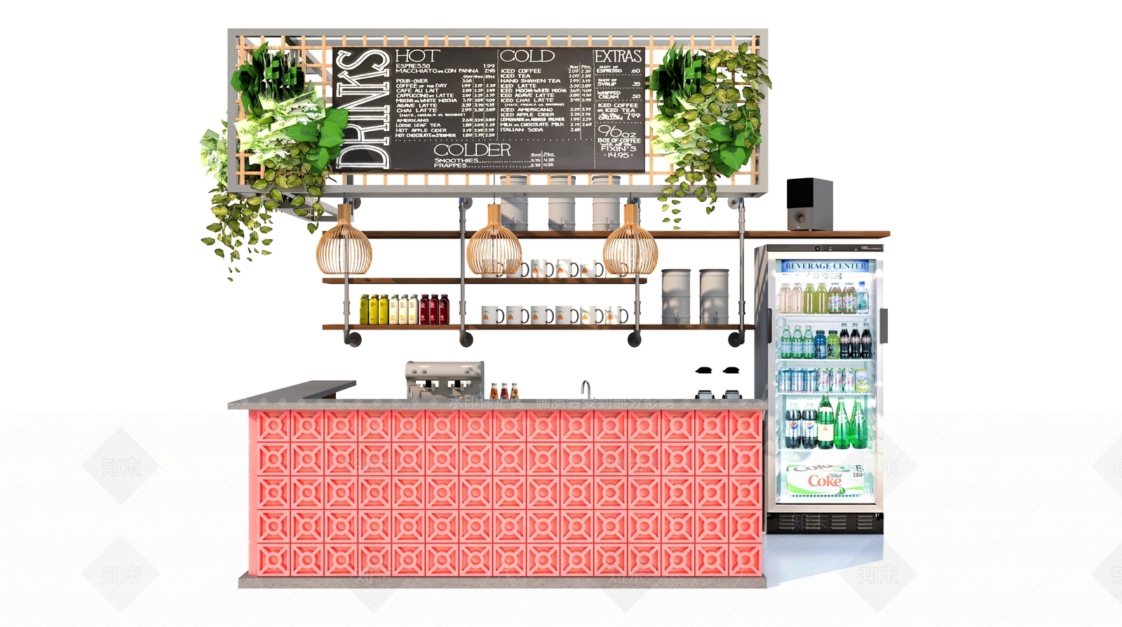 现代咖啡店吧台3D模型下载【ID:1152007937】