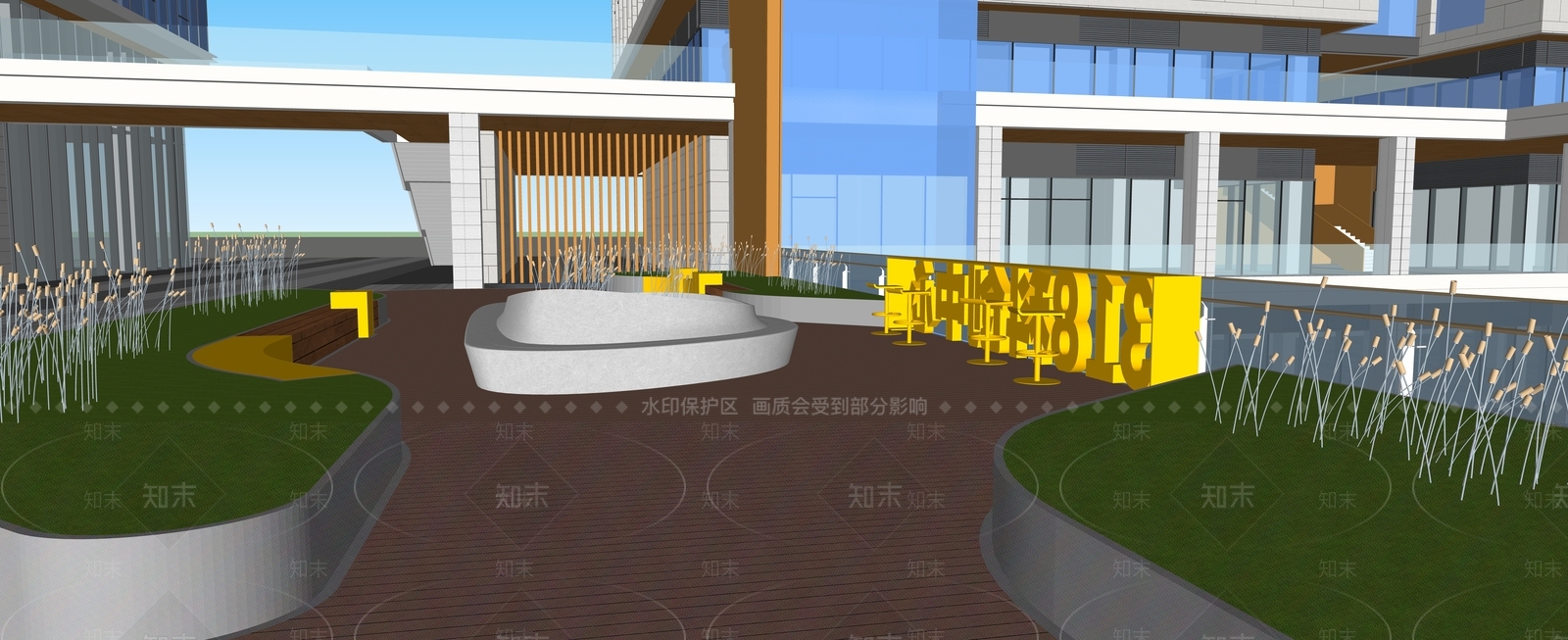现代办公景观SU模型下载【ID:1152008435】