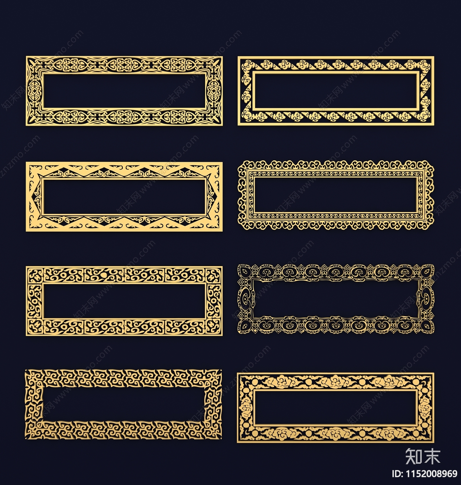 中式雕花边框3D模型下载【ID:1152008969】