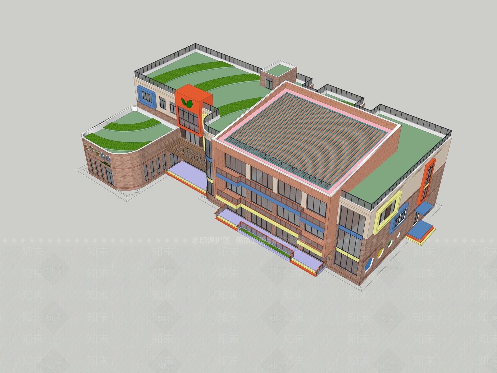 现代幼儿园建筑SU模型下载【ID:1152009136】