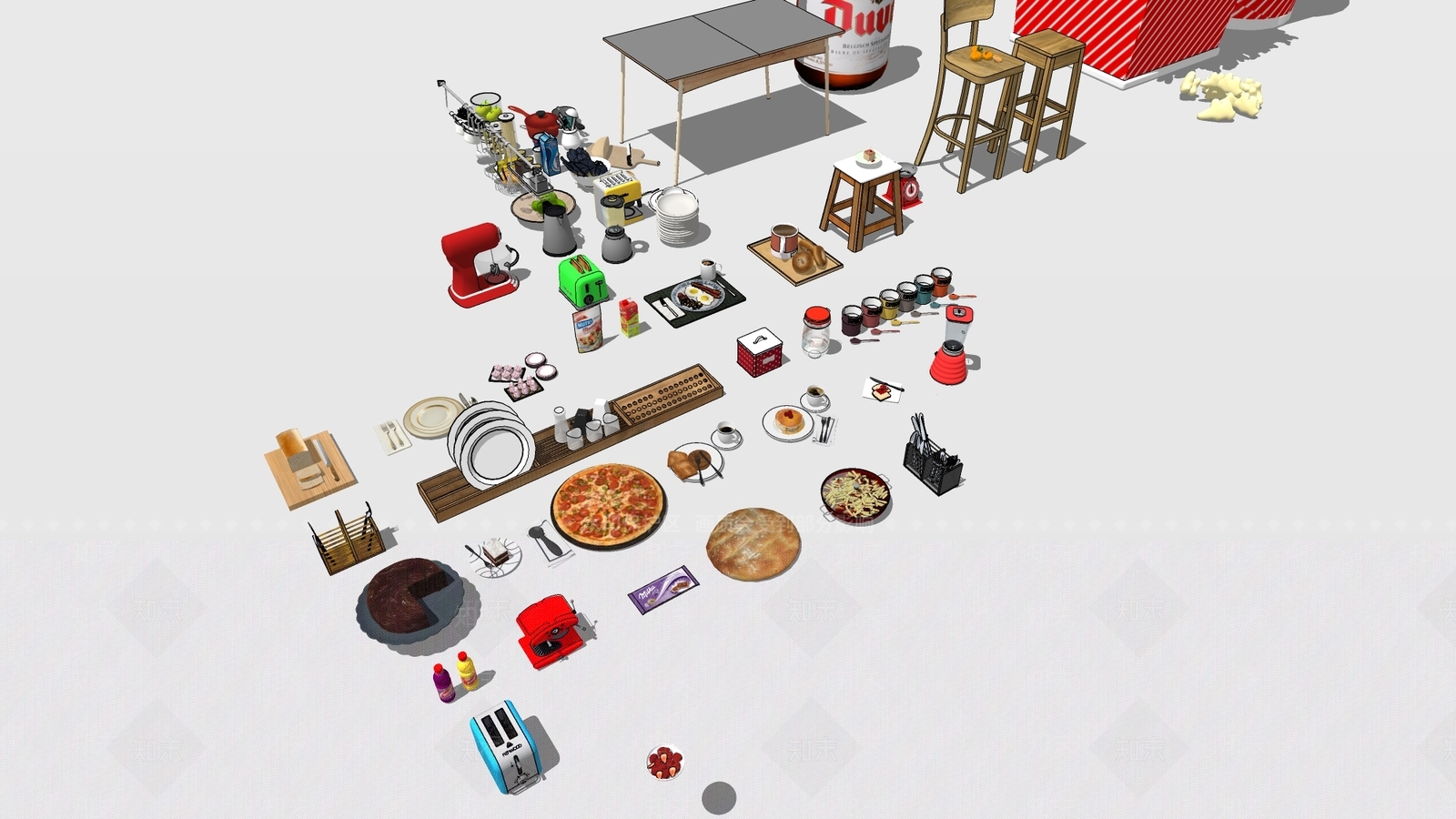 厨房用品组合SU模型下载【ID:1152013201】