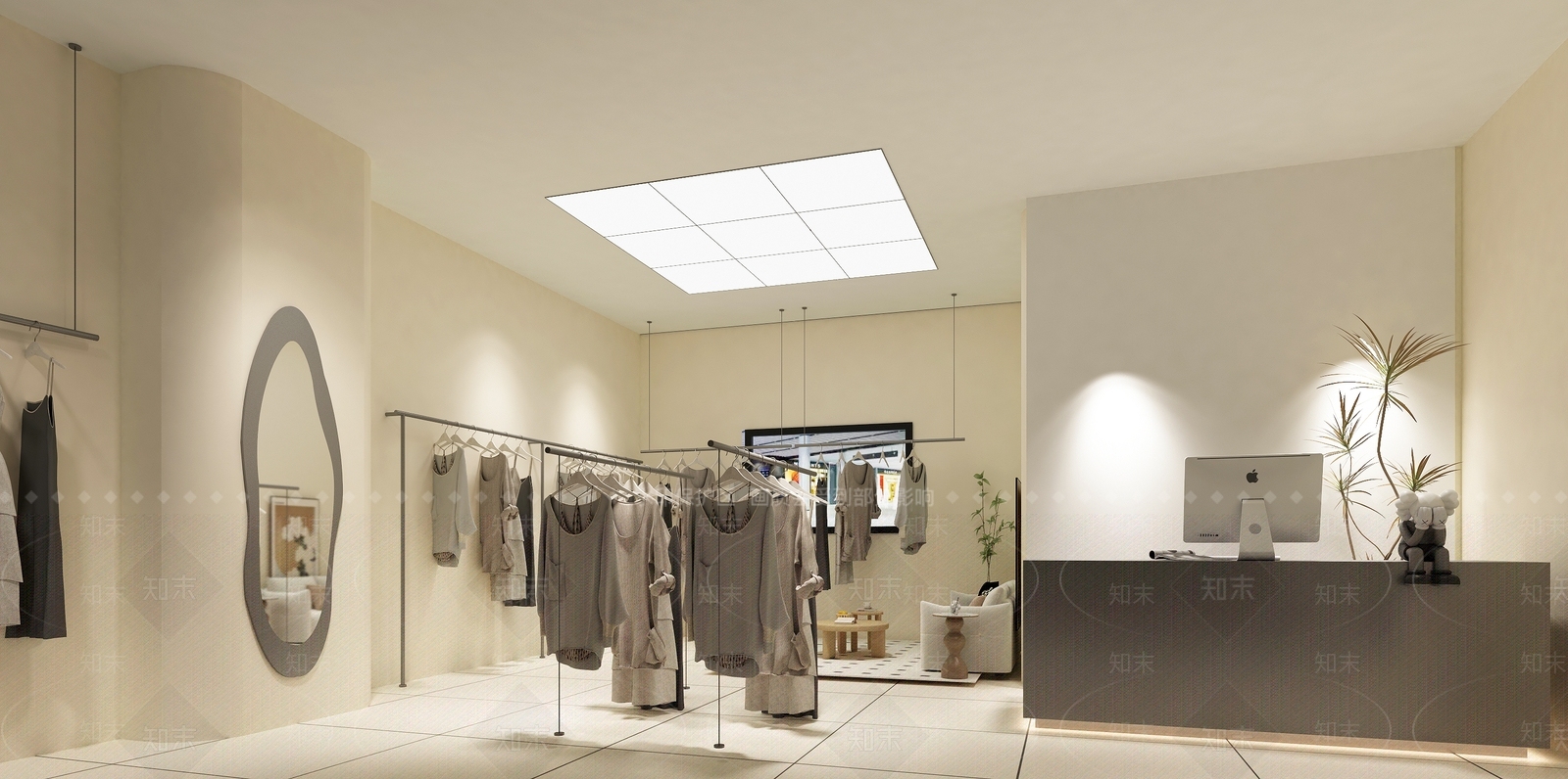 现代奶油风服装店3D模型下载【ID:1152015352】