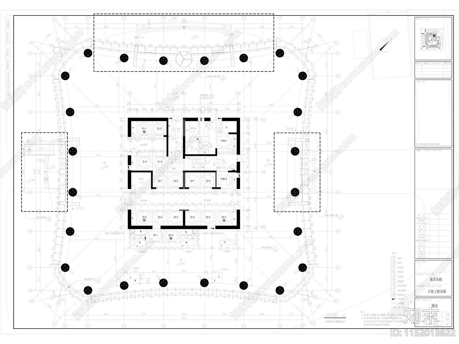 南充绿地超高层办公楼建筑cad施工图下载【ID:1152013822】