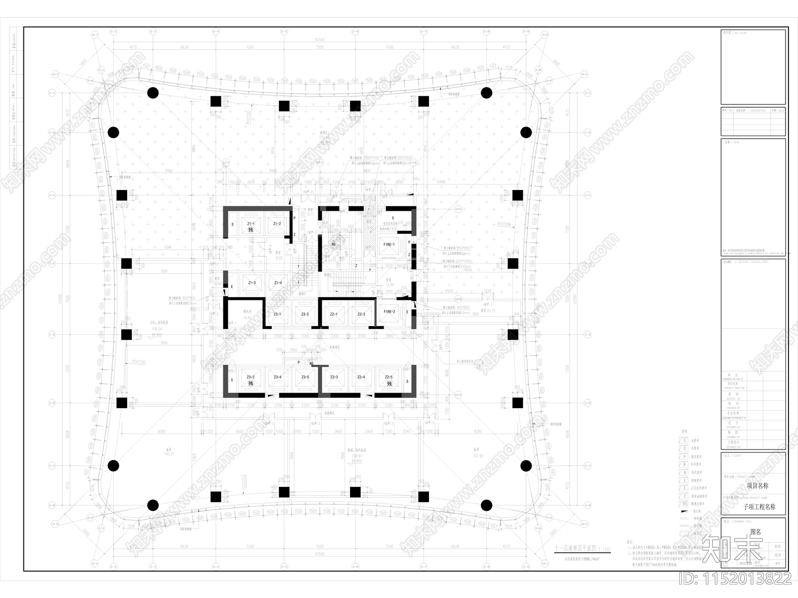 南充绿地超高层办公楼建筑cad施工图下载【ID:1152013822】