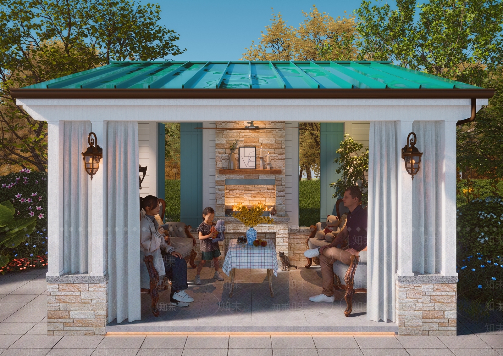 欧式庭院景观亭SU模型下载【ID:1152014878】