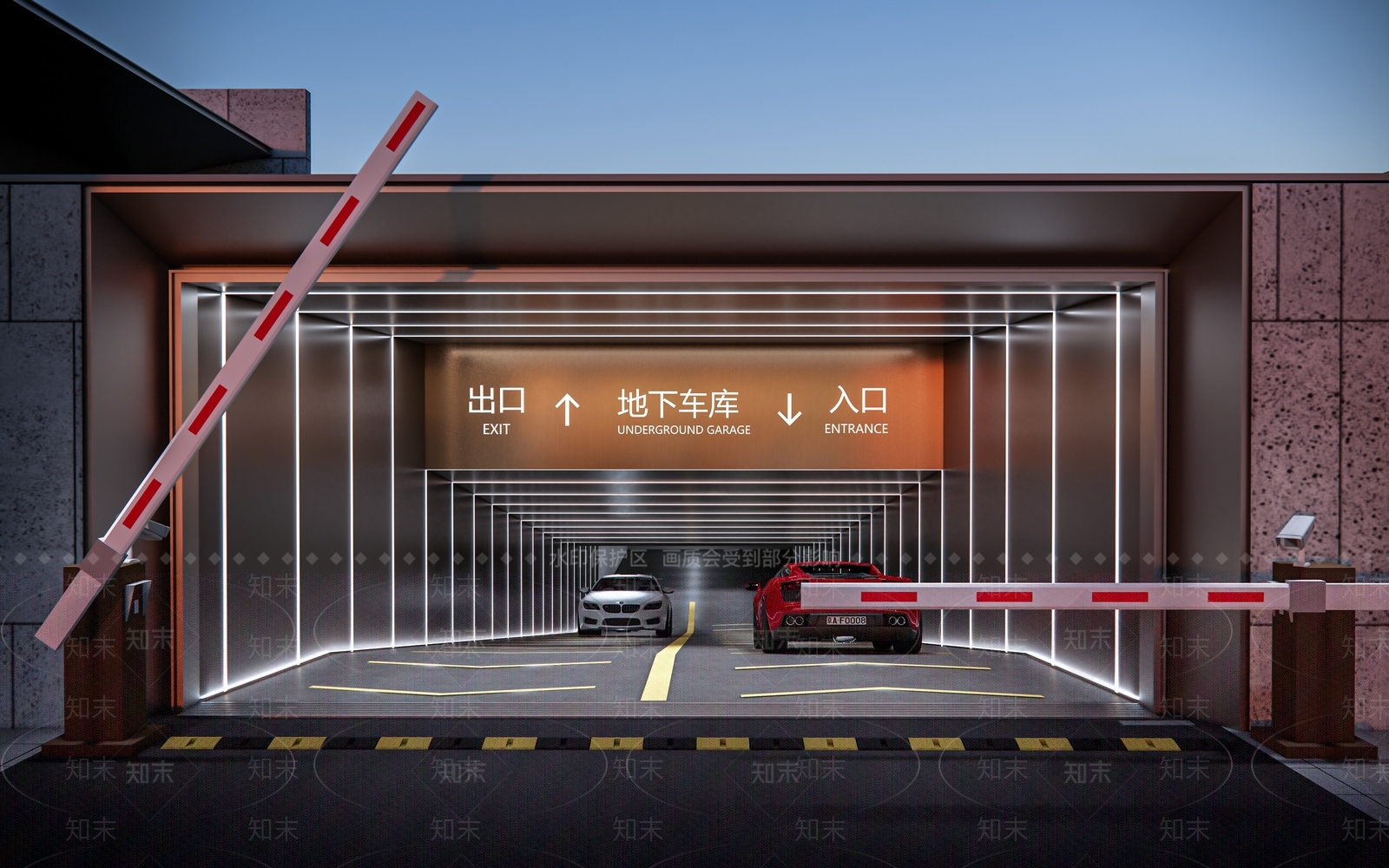 现代地下车库3D模型下载【ID:1152015127】