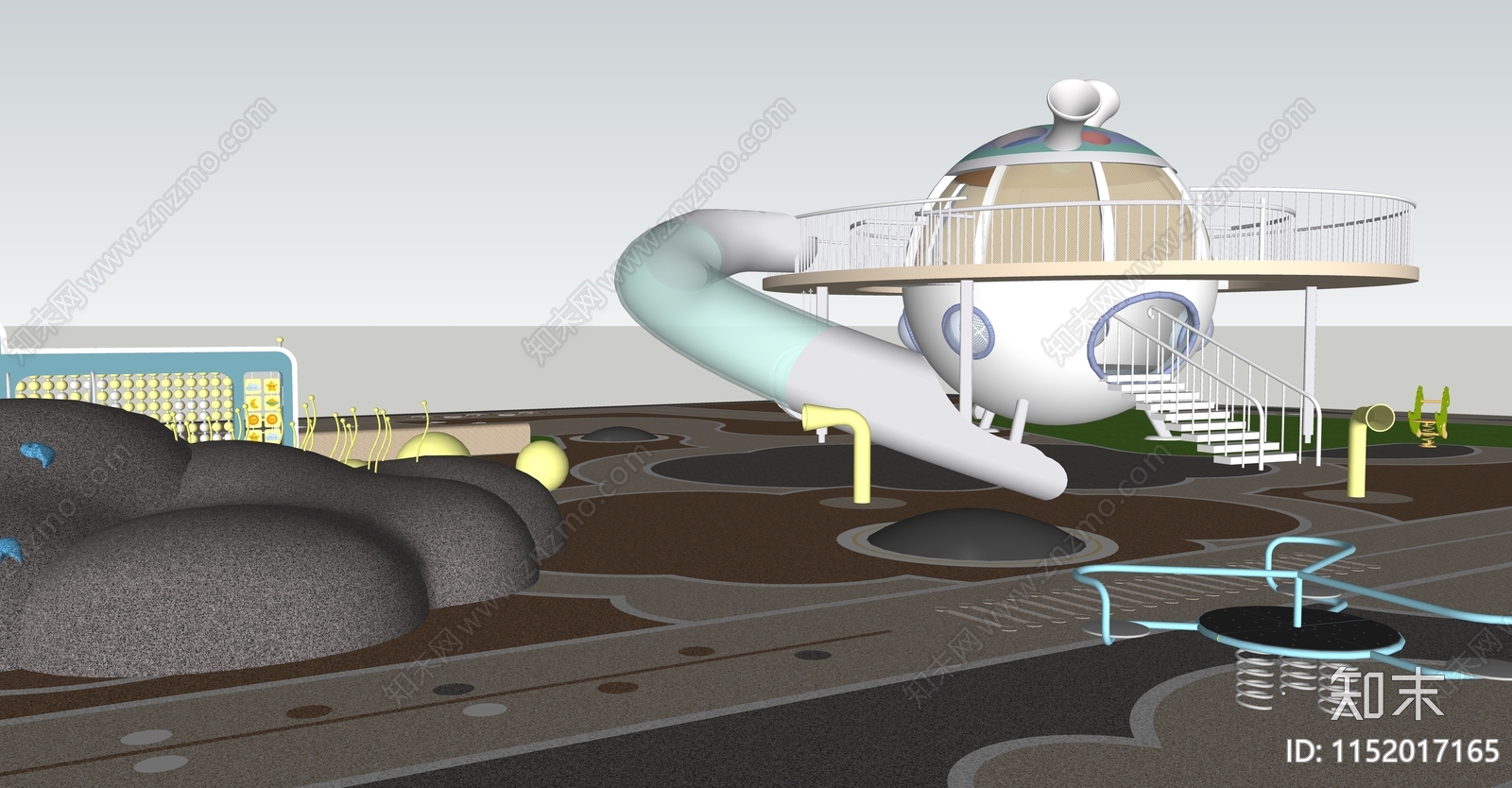 现代云朵飞船儿童游乐区SU模型下载【ID:1152017165】