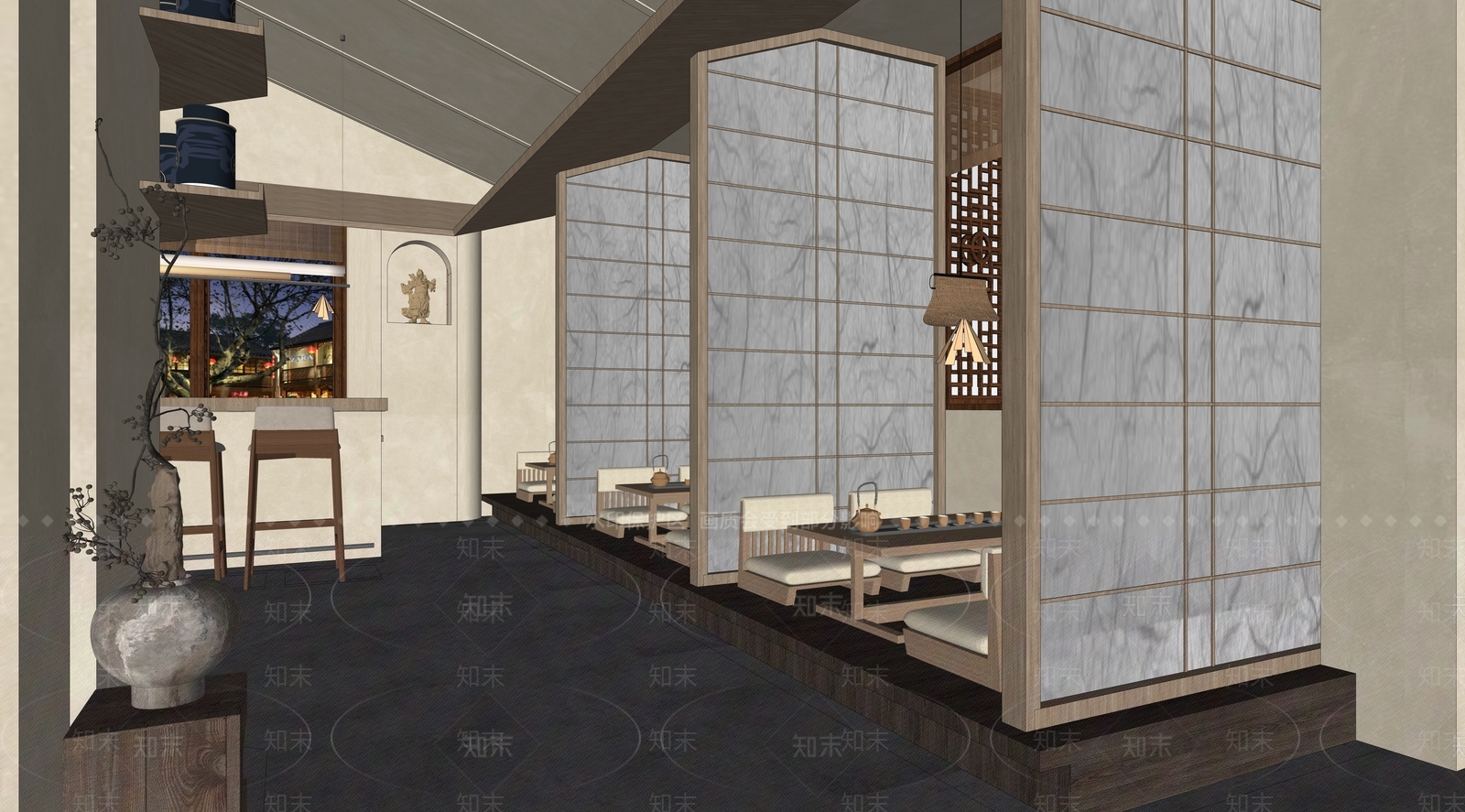 侘寂茶室SU模型下载【ID:1152019190】