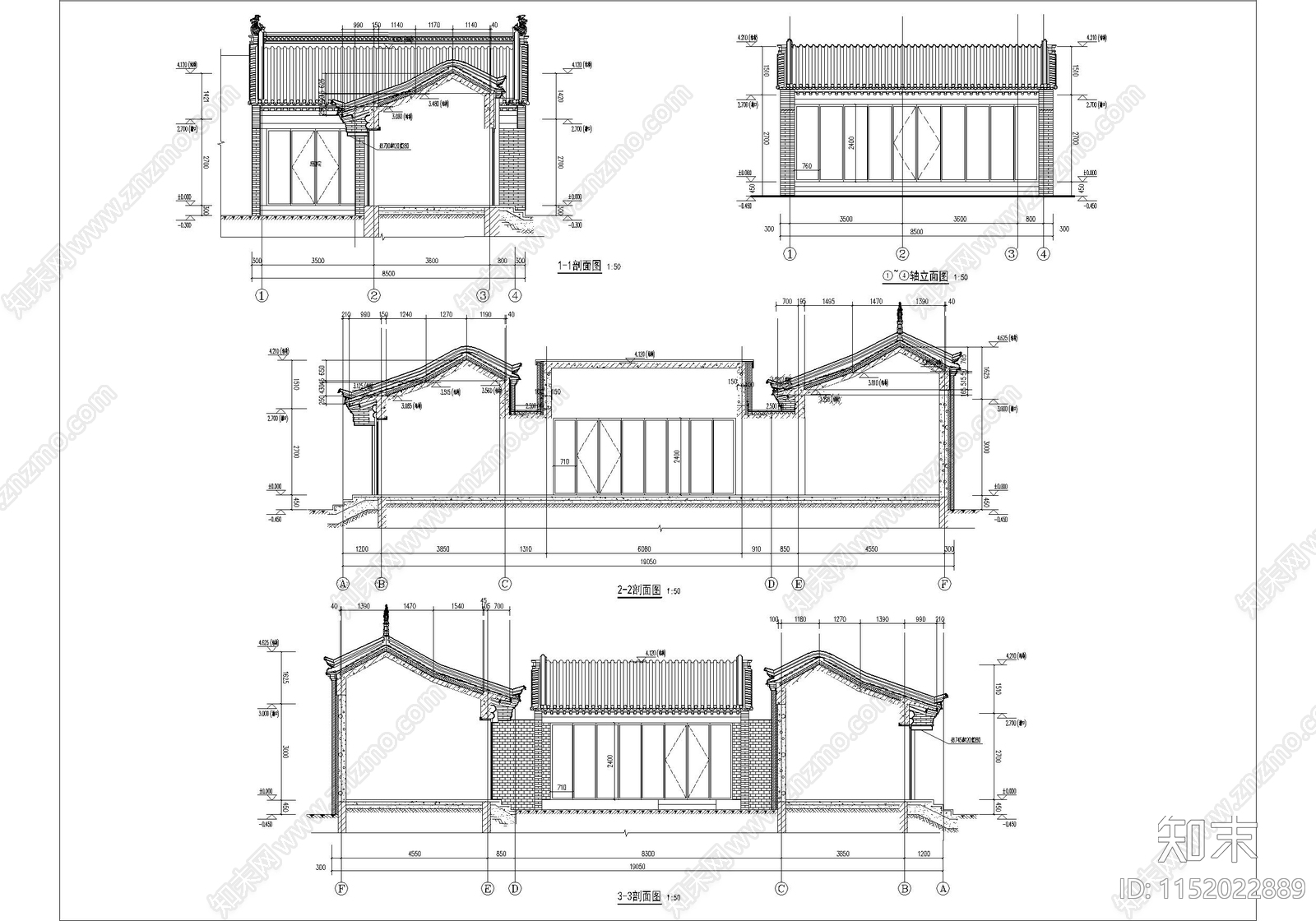 古城历史古建小商业建筑cad施工图下载【ID:1152022889】