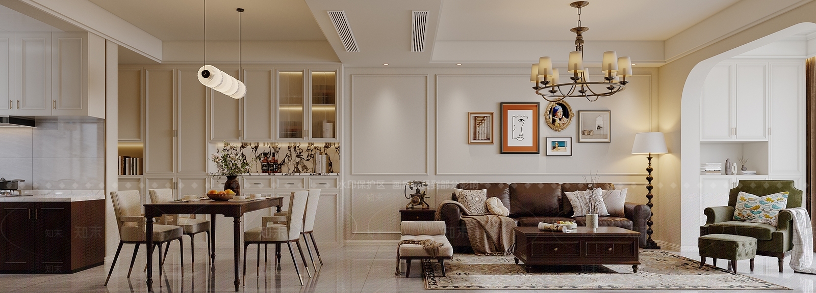 美式客餐厅3D模型下载【ID:1152024821】