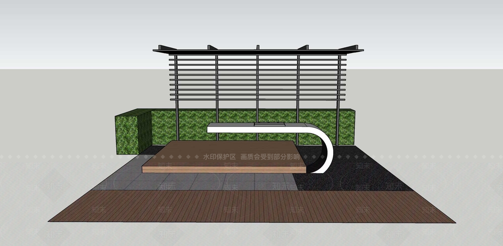 现代户外廊架SU模型下载【ID:1152026734】