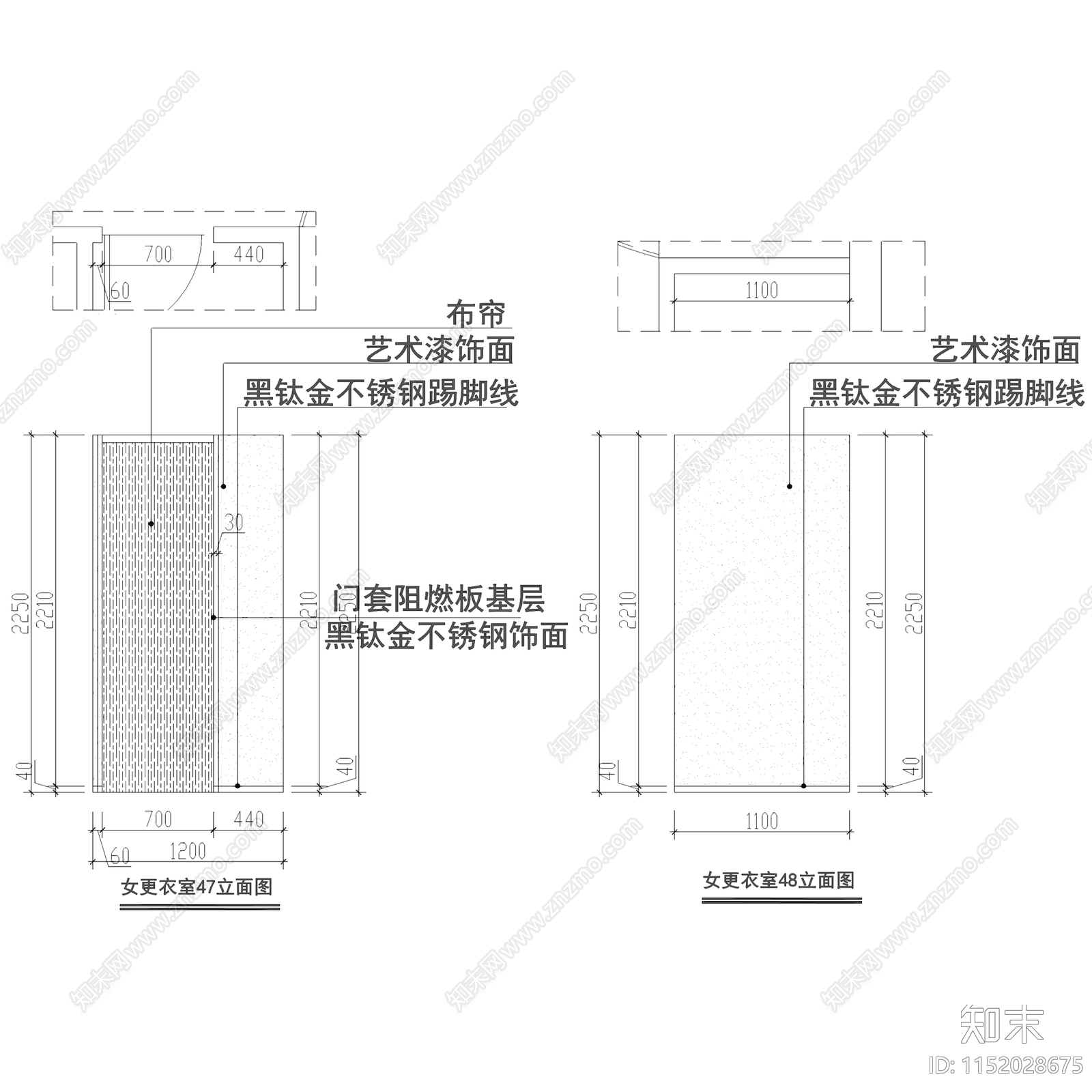 奶油风楚门樱舍服装店室内工装cad施工图下载【ID:1152028675】