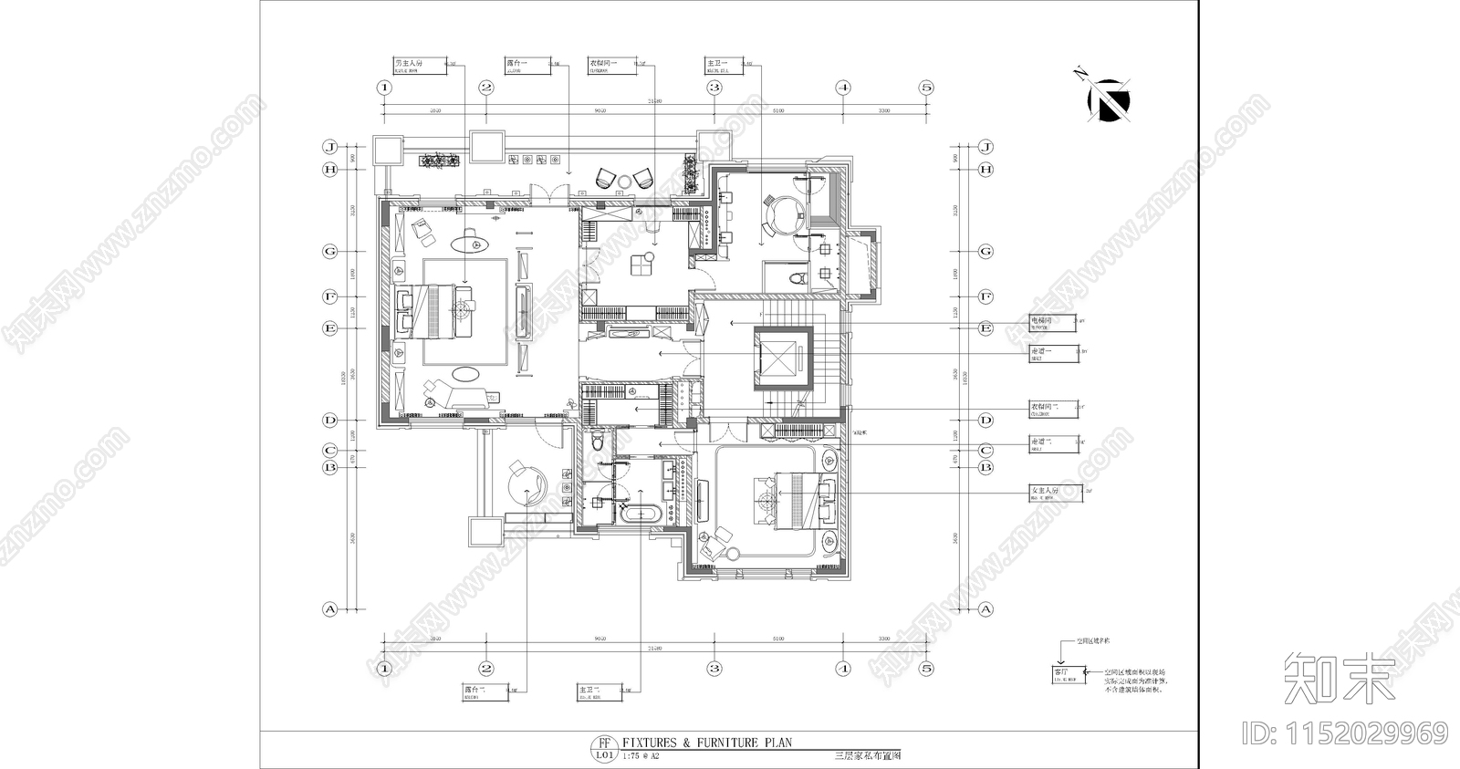 北京恒大顺义丽宫四期165别墅cad施工图下载【ID:1152029969】