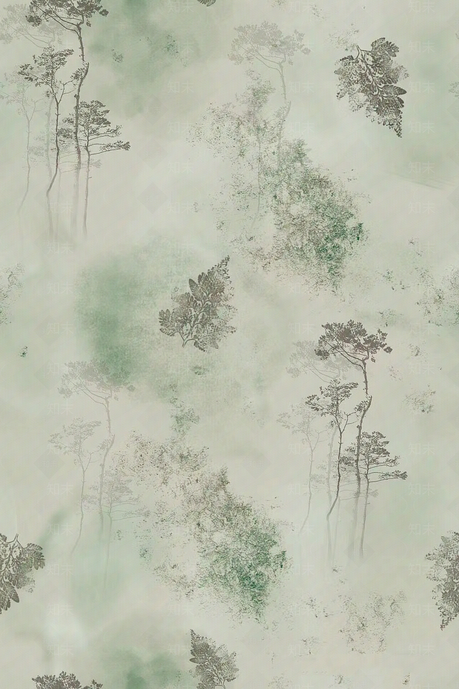 现代绿色抽象树素雅壁纸贴图下载【ID:1152030042】