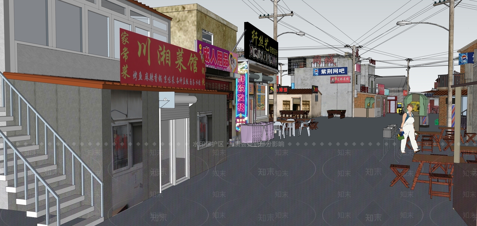 新中式商业街SU模型草图