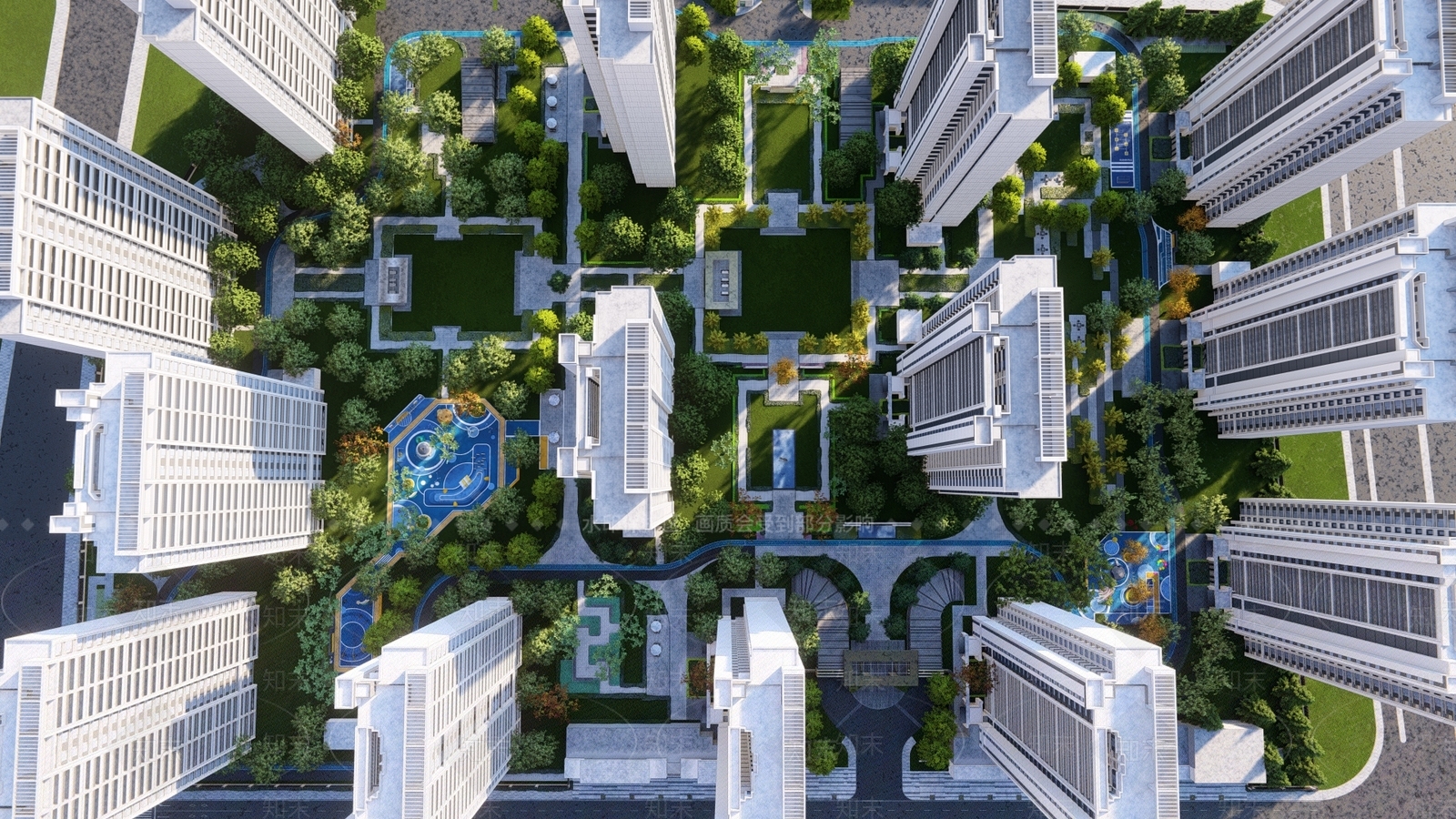 现代小区景观SU模型下载【ID:1152032812】