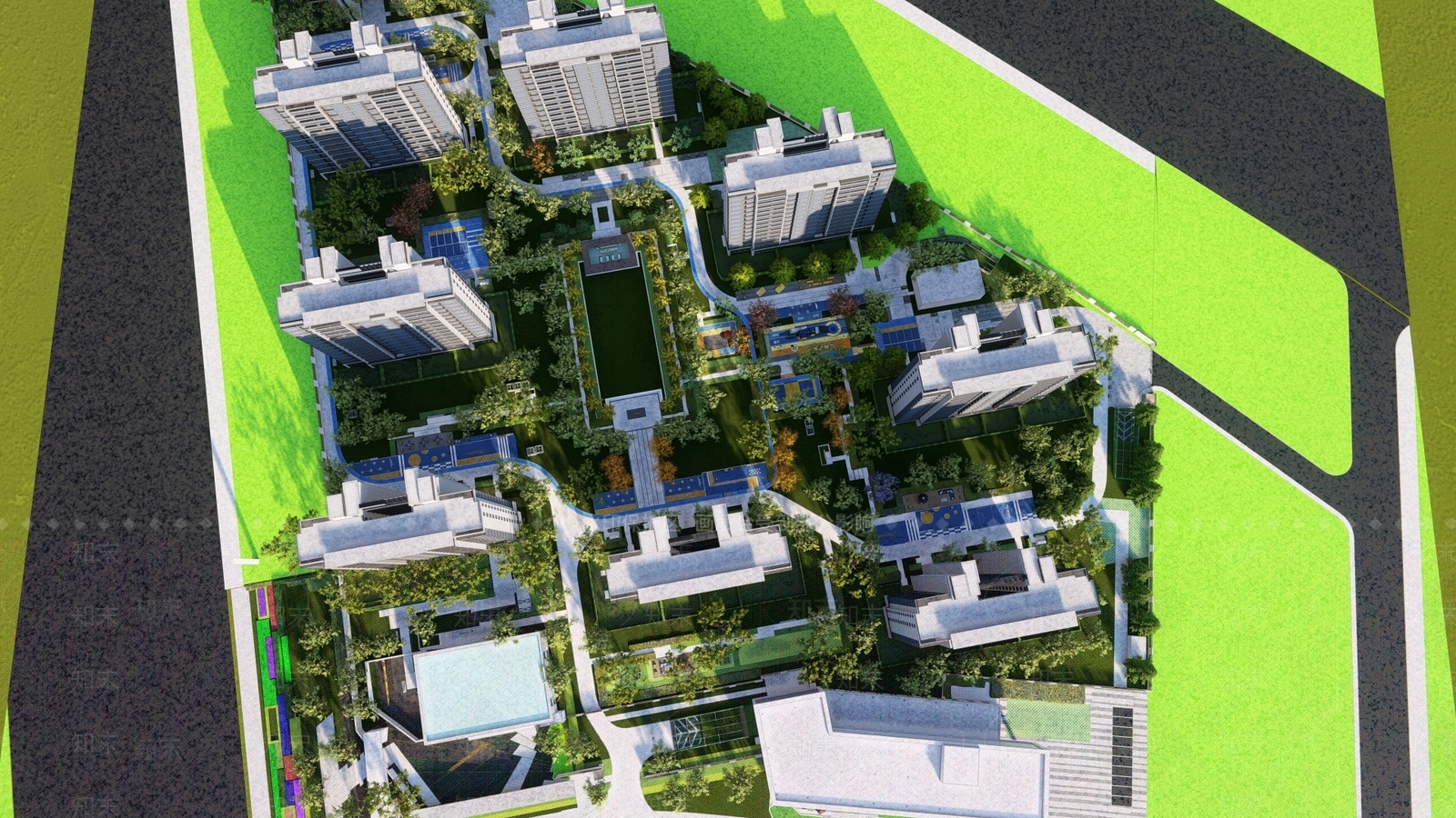 现代小区景观SU模型下载【ID:1152033057】