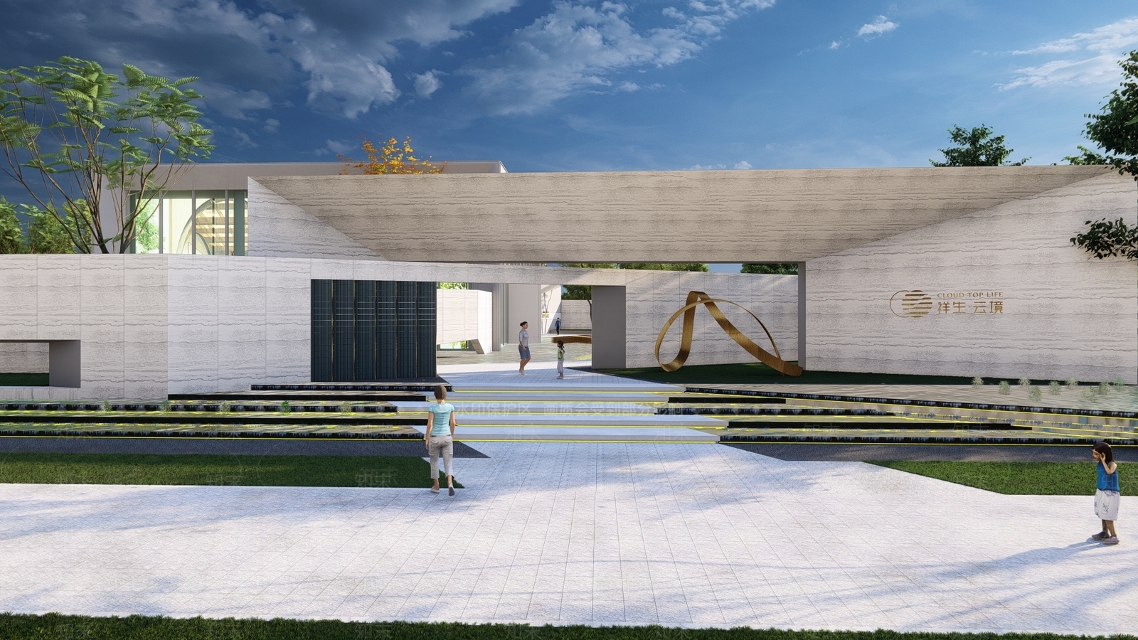 现代售楼处建筑SU模型下载【ID:1152033179】