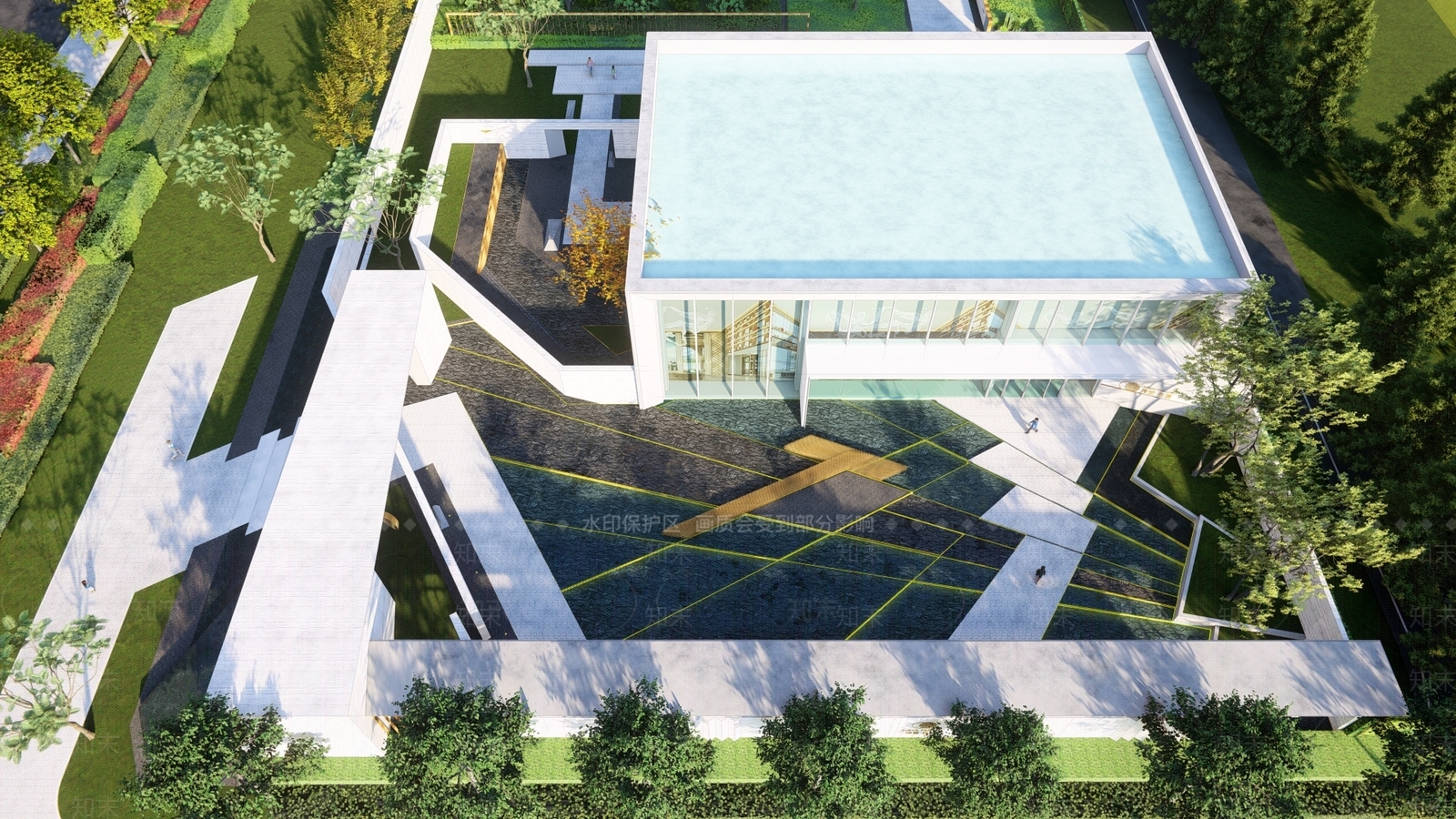 现代售楼处建筑SU模型下载【ID:1152033179】