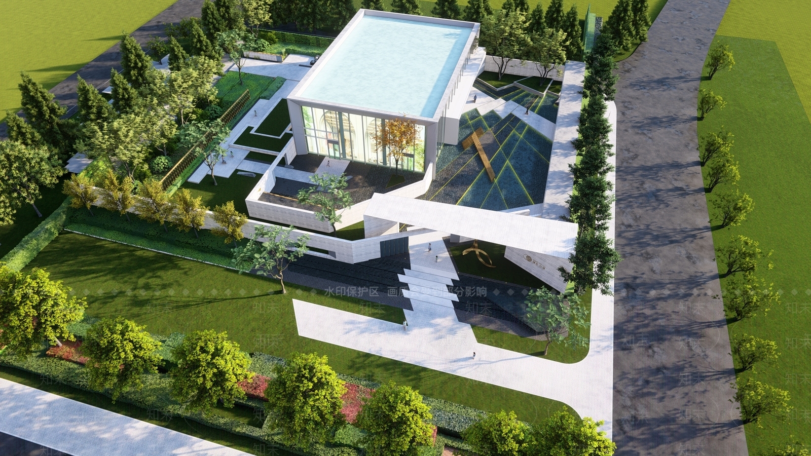 现代售楼处建筑SU模型下载【ID:1152033179】