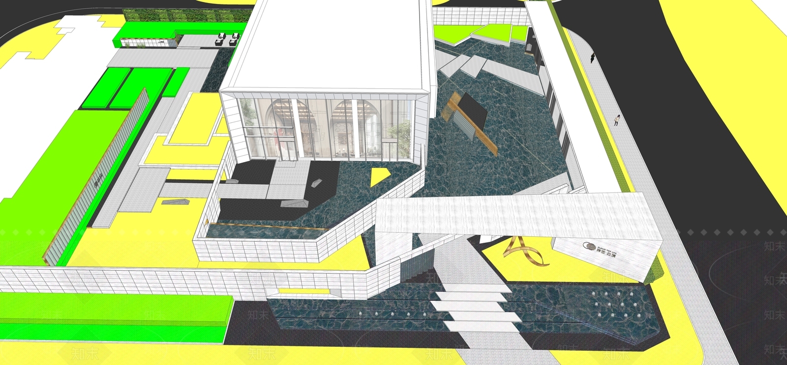 现代售楼处建筑SU模型下载【ID:1152033179】