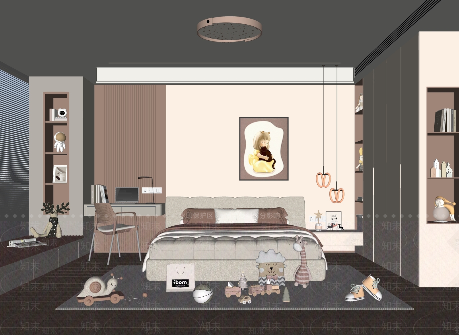 现代女孩儿童房SU模型下载【ID:1152033641】
