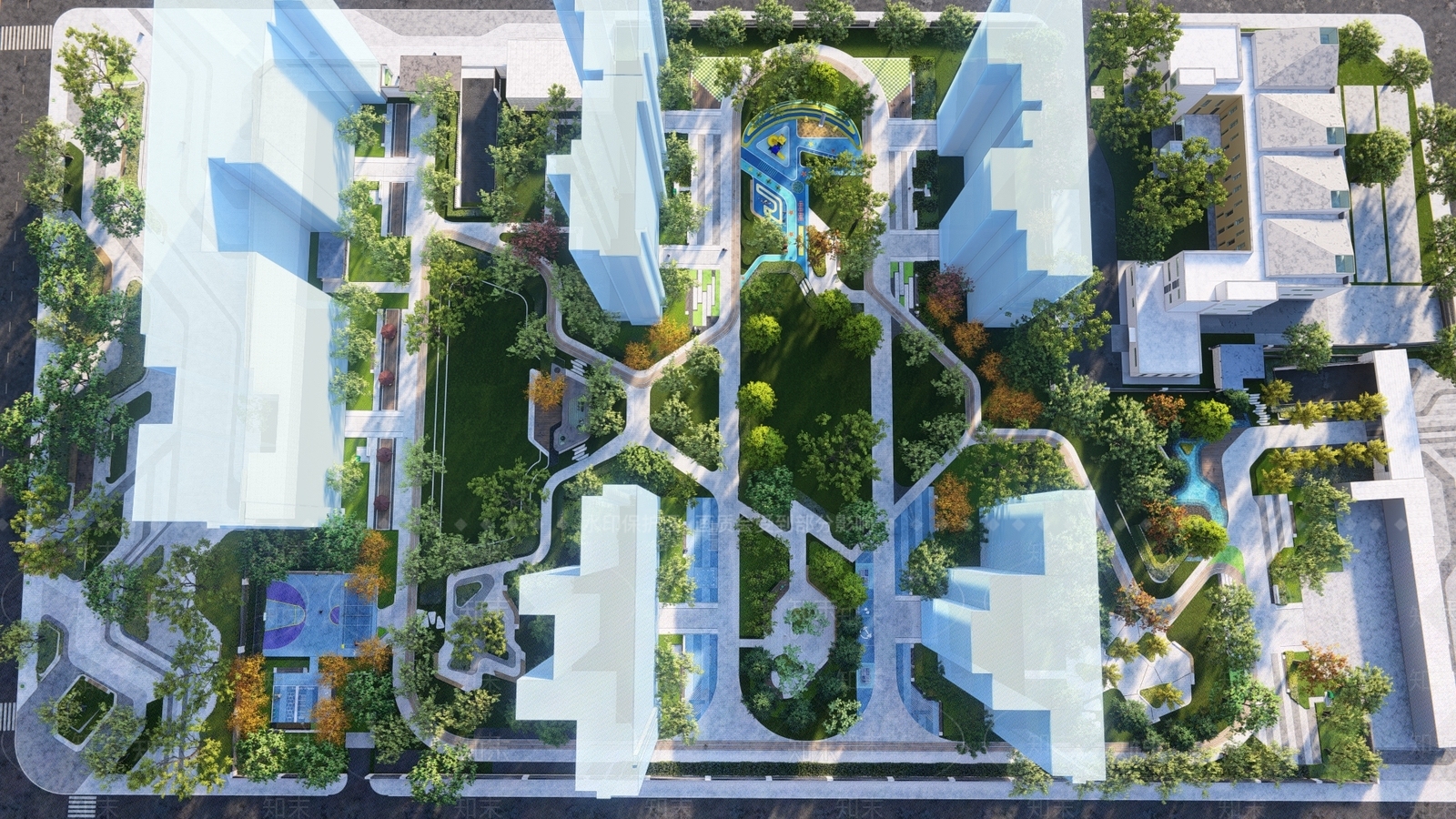 现代小区景观SU模型下载【ID:1152034035】