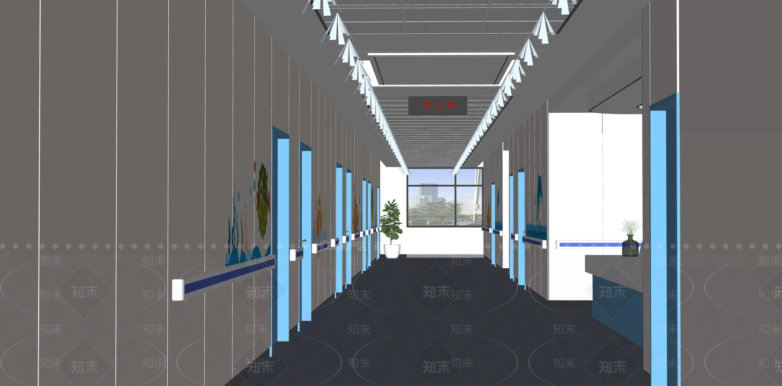 现代儿童医院护士站SU模型下载【ID:1152033876】
