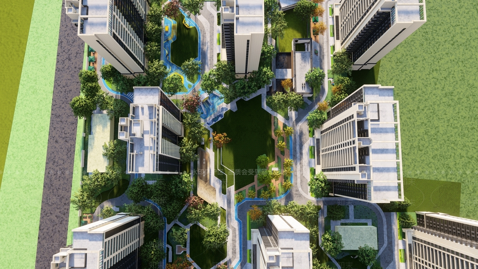 现代小区景观SU模型下载【ID:1152034368】