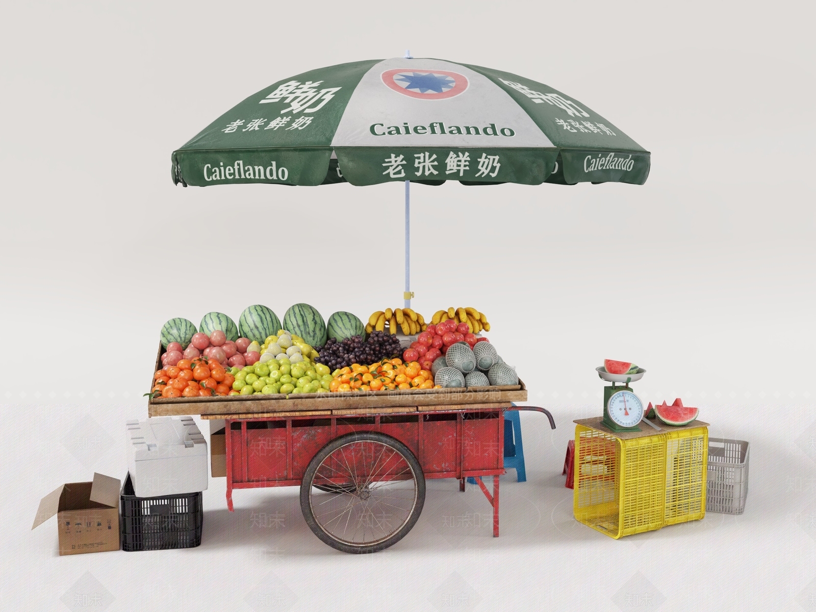 现代水果摊3D模型下载【ID:1152034585】