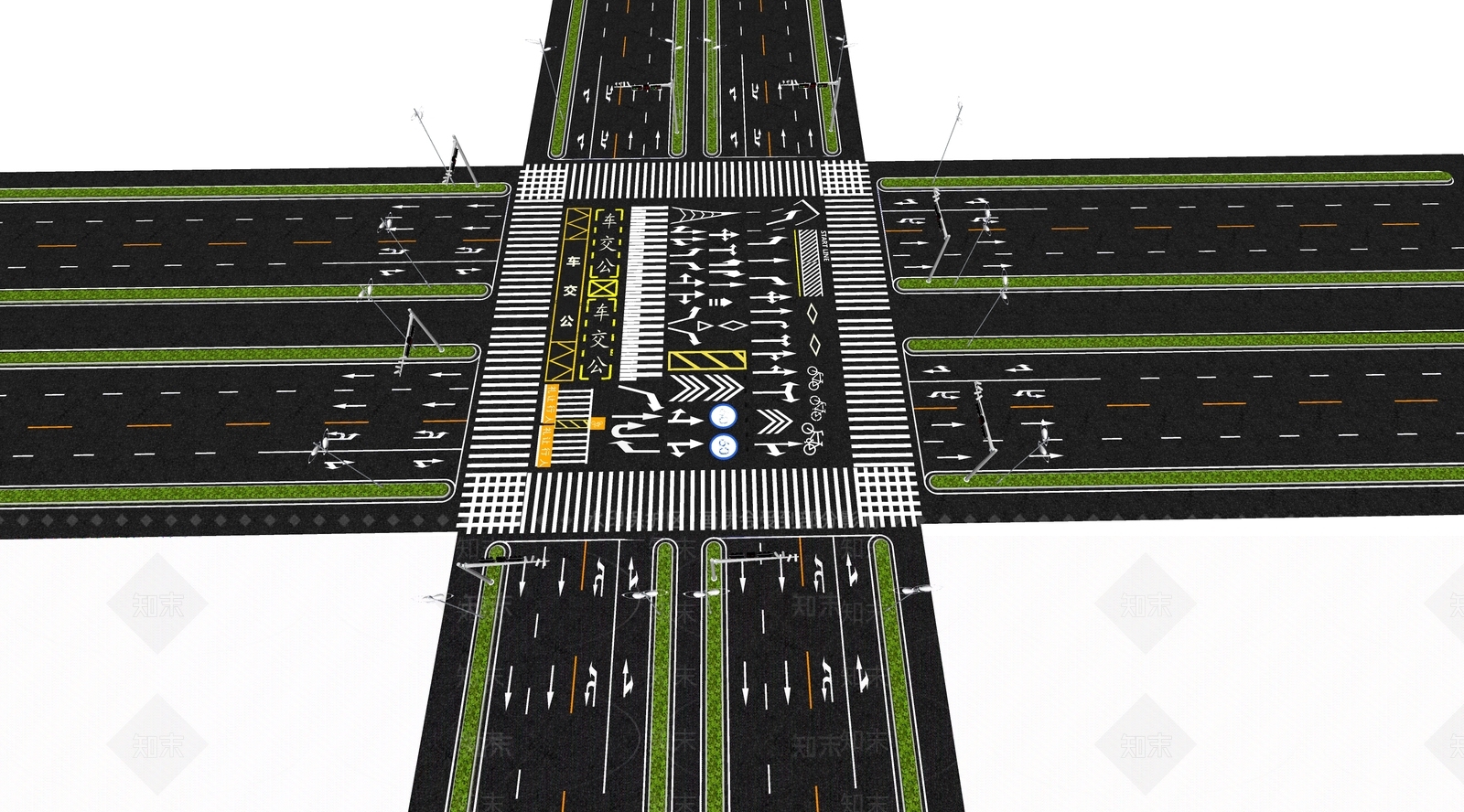 现代市政道路SU模型下载【ID:1152036053】