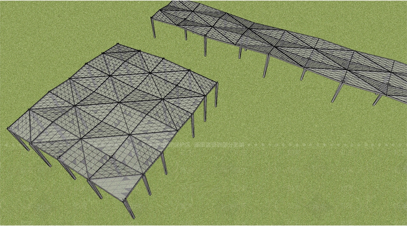 现代风格景观廊架SU模型下载【ID:1152036404】