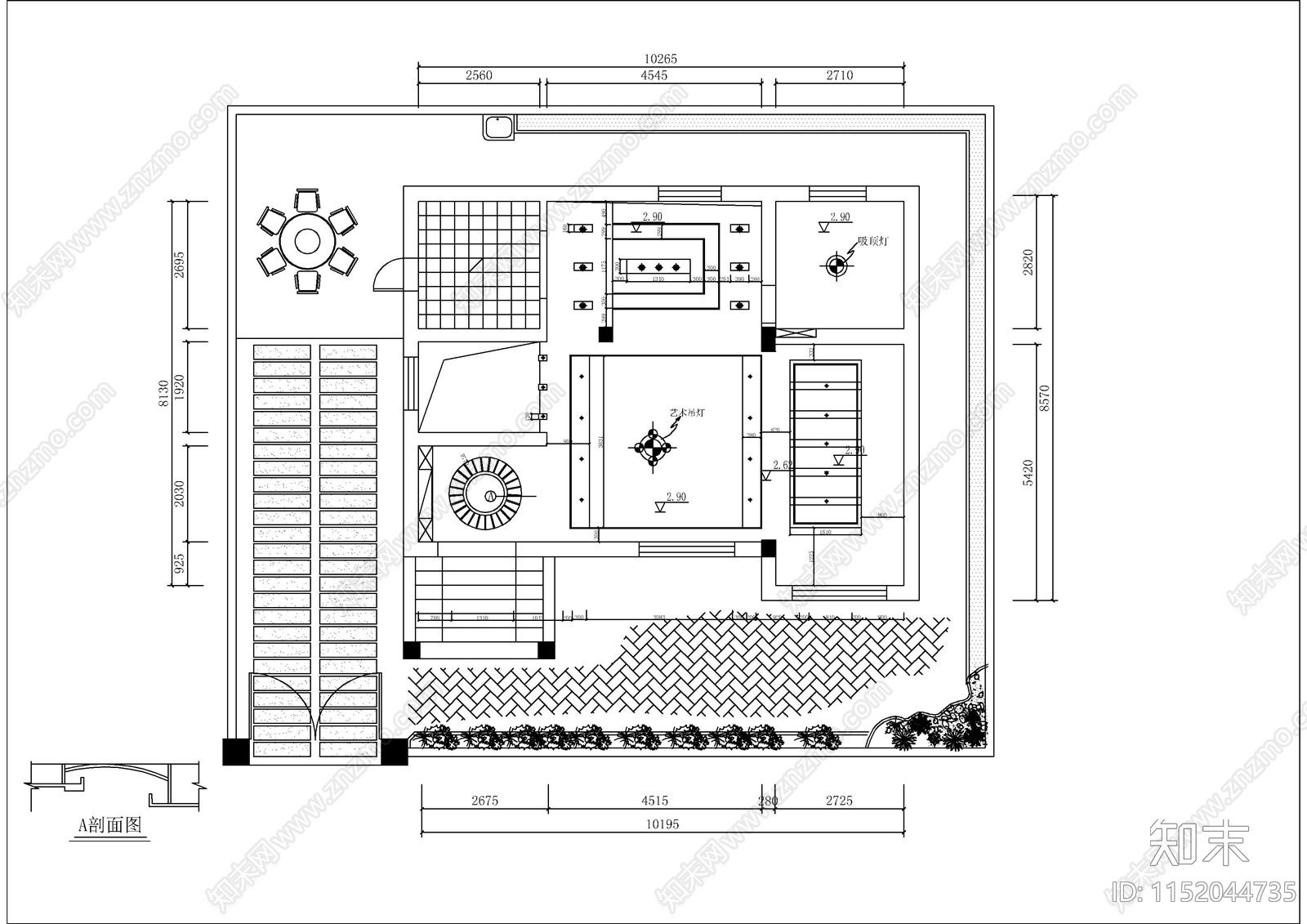 一套御园别墅装修图cad施工图下载【ID:1152044735】