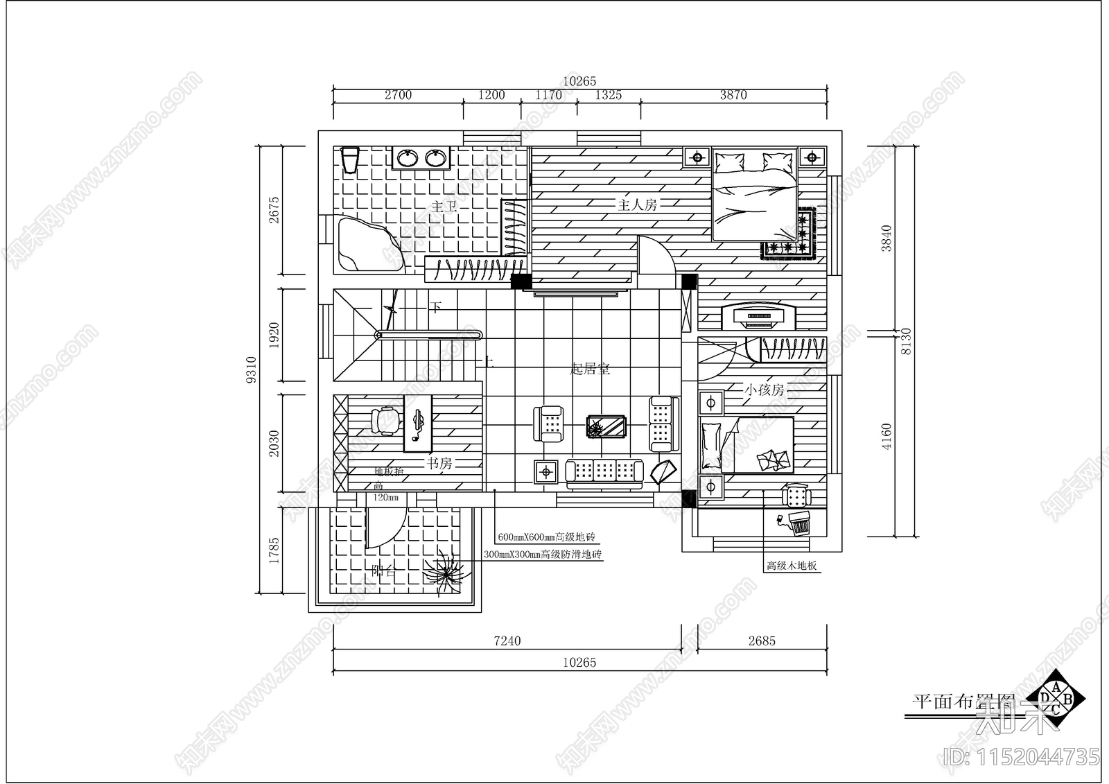 一套御园别墅装修图cad施工图下载【ID:1152044735】